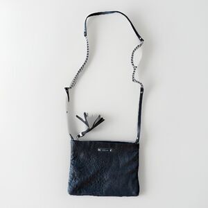 Stella & Dot Waverly Black Lambskin Leather Bag Chain 6.5x9